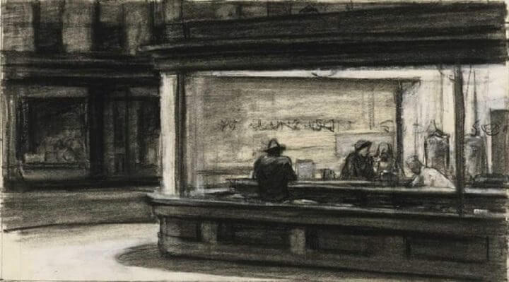 Nighthawks Sketch, 1942 by Edward Hopper